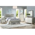 thumbnail image 5 of Contemporary Bedroom Furniture Cal King Size Bed 2x Nightstand 3pcs Set Upholstered Tufted Headboard FB Silver Mirrored Accent, 5 of 6