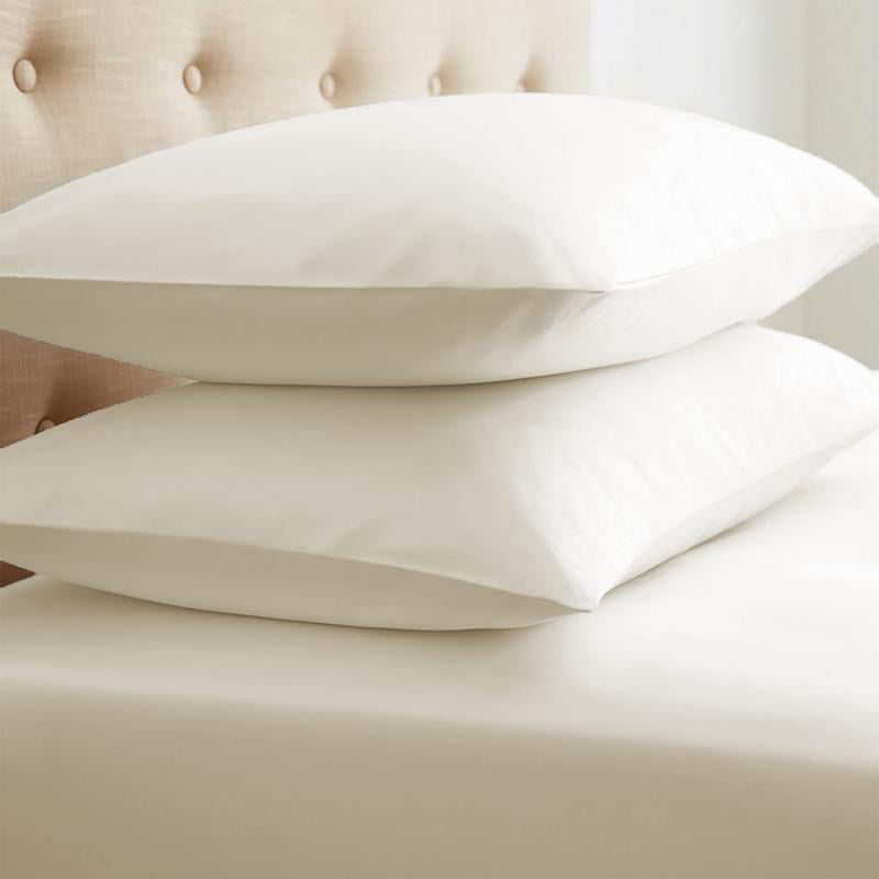 Super King Pillow Cases White Pair Set of 2 Cotton Sateen 300TC Superking Size 
