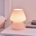thumbnail image 4 of 2023,3 Color mushroom Lamp Glass Table Bedside Striped Translucent Murano Vintage Style Light 26s, 4 of 5