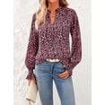 thumbnail image 7 of FreshPretty Womens V Neck Floral Long Sleeve Tops Summer Casual Loose Puff Sleeve Chiffon Boho Work Blouse Dressy T Shirts, 7 of 7