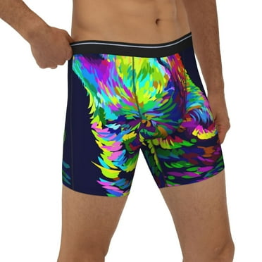 Rocae Howling Wolf for Stretch Moisture-Wicking Underwear,Men's Underwear Boxer Briefs Large