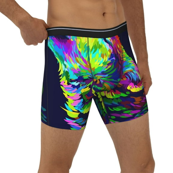 Rocae Howling Wolf for Stretch Moisture-Wicking Underwear,Men's Underwear Boxer Briefs XX-Large