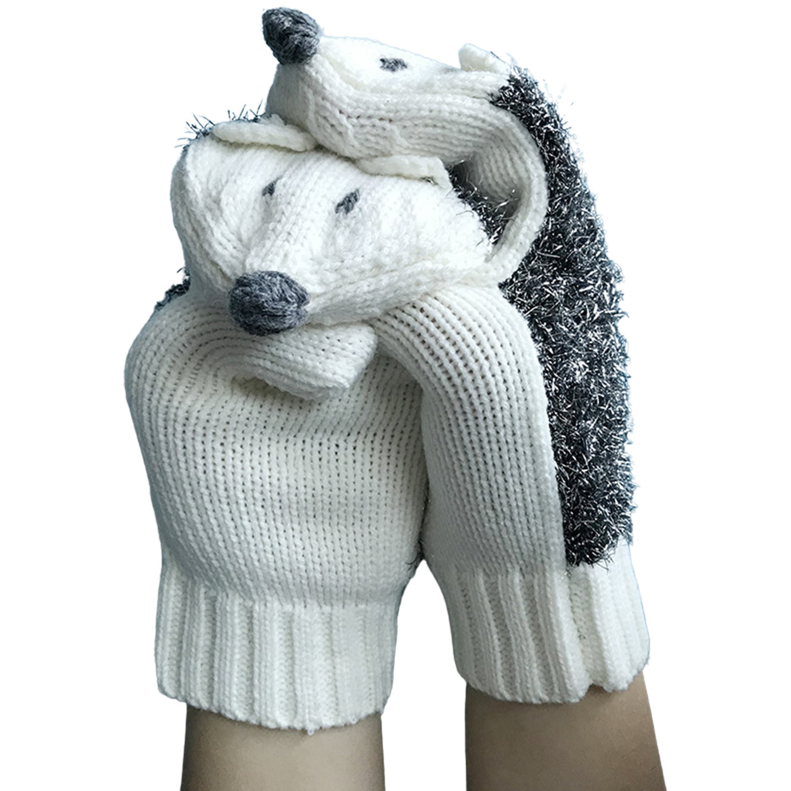 Ladies fleece LINED winter gloves mittens HEDGEHOG 