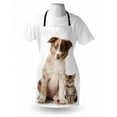 thumbnail image 4 of Dog and Cat Apron, Border Collie Puppy and a Mixed Breed Kitten Looking Shocked, Unisex Kitchen Bib with Adjustable Neck for Cooking Gardening, Adult Size, Brown Ecru, by Ambesonne, 4 of 4