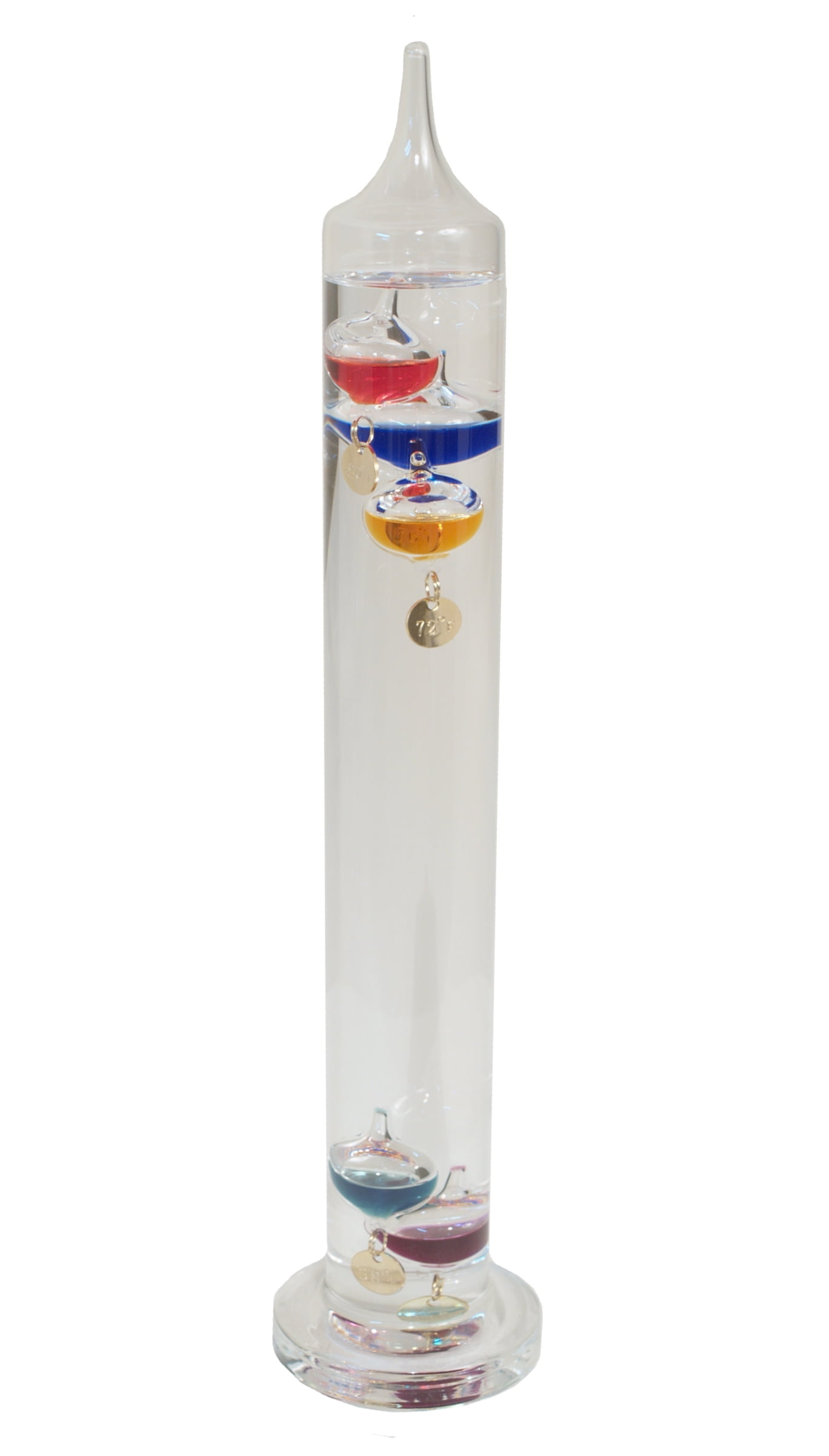 Glass Standing Galileo Thermometer and Colorful Glass Spheres 14 inch