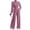 Pink, variant on Bloomae Women's Long Sleeve Turtleneck Jumpsuit - Stretchy Ribbed Wide-Leg Casual One-Piece Back Cutout Rompers Loose Fit Overall Pants with Pockets