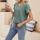 thumbnail image 4 of Camiseta De Mujer Tops casuales Tops de manga corta ahuecados Traje diario de color sólido (Verde L) Cgtredaw para Mujer Verde T XL, 4 of 6