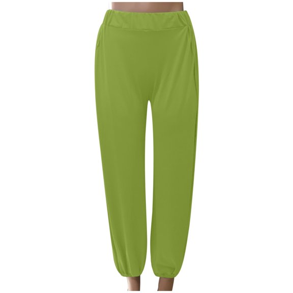 Capri Pants For Women Drawstring Elastic Waist Cropped Trousers Comfy Flowy Wide Leg Pants Trousers Pants With Pockets 2024 Casual Summer Cropped Pants