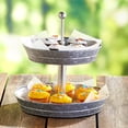 thumbnail image 3 of Galvanized Metal Serving Collection - 2-Tier Serving Tray, 3 of 8