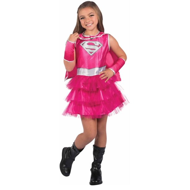 Rubie's Filles Supergirl Rose Chaud Robe Costume w Cape & Gantelets Taille Med 8/10