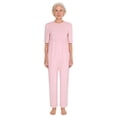 thumbnail image 1 of Kaerm Combinaison Adaptative pour Femmes Âgées à Besoins Particuliers, Manches Courtes, Pantalon Long pour Alzheimer, Rose, P, 1 of 4
