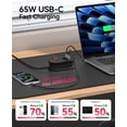 thumbnail image 2 of ORICO 65W 7-in-1 Portable Travel Power Strip with USB Ports – 4.4ft Flat Plug Extension Cord with 3 AC Outlets, 2 USB-A, 2 USB-C , Cruise Ship Approved Compact Charging Station(65W,BLACK), 2 of 8