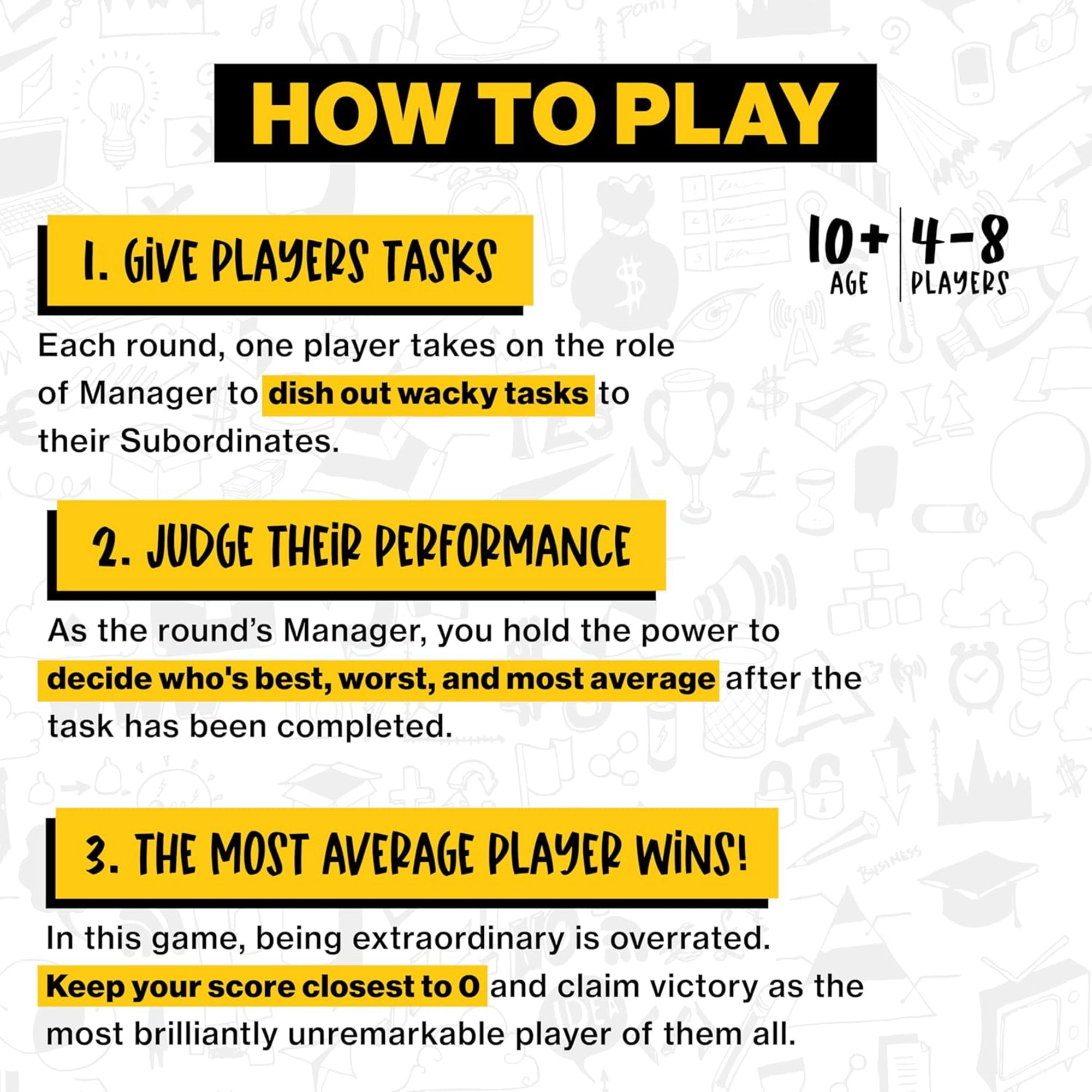 CratedWithLove: Average Performers - Family Party Game, Fun Performance Game, High Score Loses, Tasks-Advantages-Voting-Ranking, Ages 10+, 4-8 Players