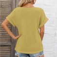 thumbnail image 2 of TKLPEHG Womens Tops Dressy Casual V-Neck Button Basic Tshirt Solid Color Lightweight Loose Short Sleeve T Shirt Fashion Comfy Summer Clothes Blouses (Yellow,XL), 2 of 8
