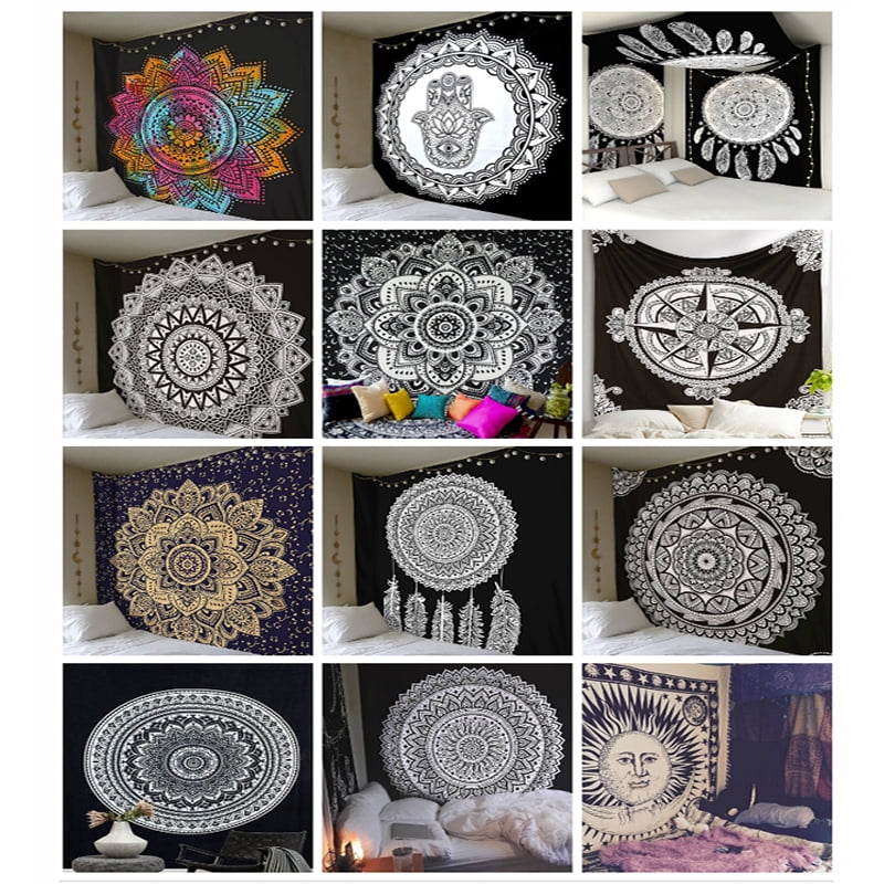 Bohemian Mandala Floral Medallion Hippie Wall Tapestries Indoor Decorative Cloth Wall Hanging Decor for Bedroom Small Wall Tapestry 130*150cm 