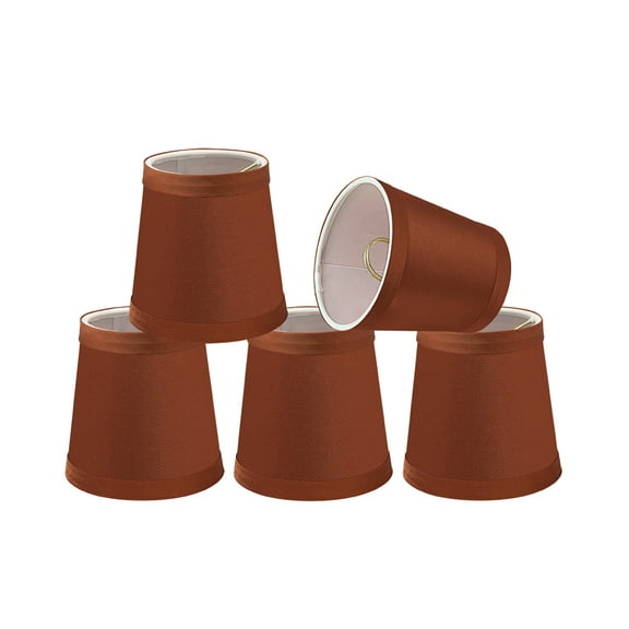 Aspen Creative 32715-5 Small Hardback Empire Shape Chandelier Clip-On Lamp Shade Set (4 Pack), Transitional Design in Redwood, 4" bottom width (3" x 4" x 4")