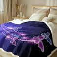 thumbnail image 2 of Blue Purple Throw Blanket - Soft Glowing Butterflies Fleece Blanket Butterfly Plush Blanket Sherpa Blanket Throw, Twin(60"x80"), 2 of 6