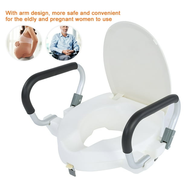 Haofy 10cm Elevated Raised Toilet Seat With Lid Removable Padded Arms
