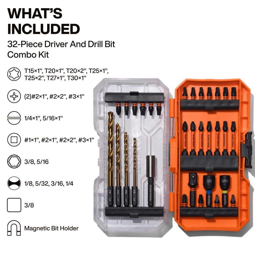 Klein Tools Drill And Driver Bit Set, 32 Pieces