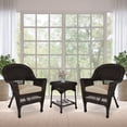 thumbnail image 2 of Jeco 3 Piece Wicker Conversation Set in Espresso with Tan Cushions, 2 of 10