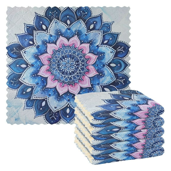 Ryvnso Chic Mandala Flower Kitchen Towels Dish Clothes for Drying Dishes Cleaning Absorbent Set of 6