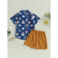 thumbnail image 4 of Coduop Kid Boys Pants Suit,Short Sleeve Buttons Lapel Shirt and Shorts 2Pcs Boho Outfit Set, 4 of 9