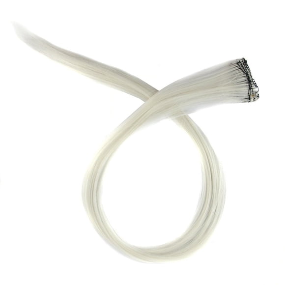 MapofBeauty Extensiones de cabello liso con clip de 20.0 in (blanco)