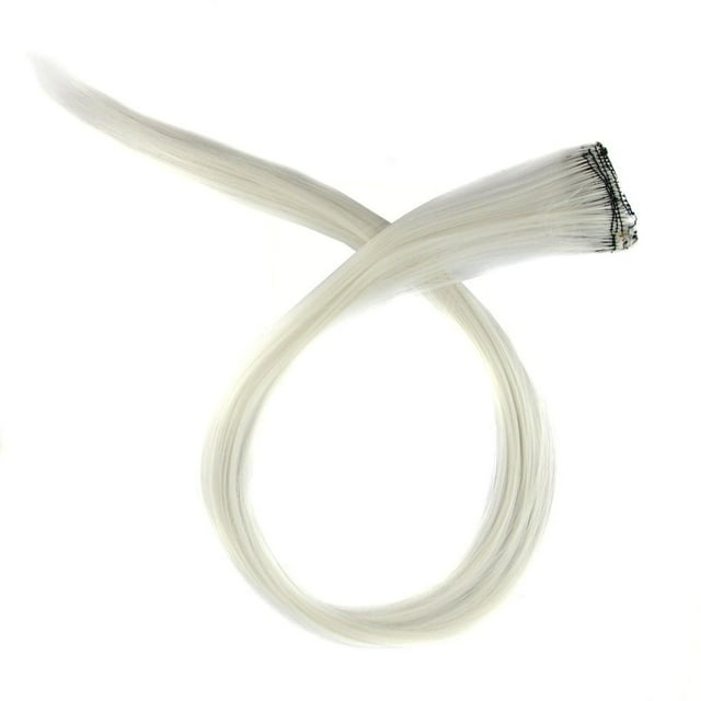 MapofBeauty Extensiones de cabello liso con clip de 20.0 in (blanco)