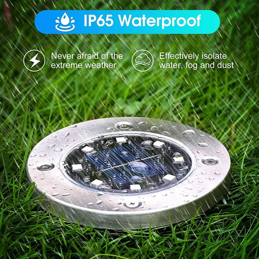 12 PACK Solar Garden Lights,Flat Solar Lights- 8 Led Solar Out light outdoor, Waterproof Garden Pathway Lights for Lawn Patio Pathway Yard Deck Walkway Flood Light