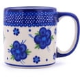thumbnail image 2 of Polish Pottery 11 oz Mug (Bleu-belle Fleur Theme) Hand Painted in Boleslawiec, Poland + Certificate of Authenticity, 2 of 6