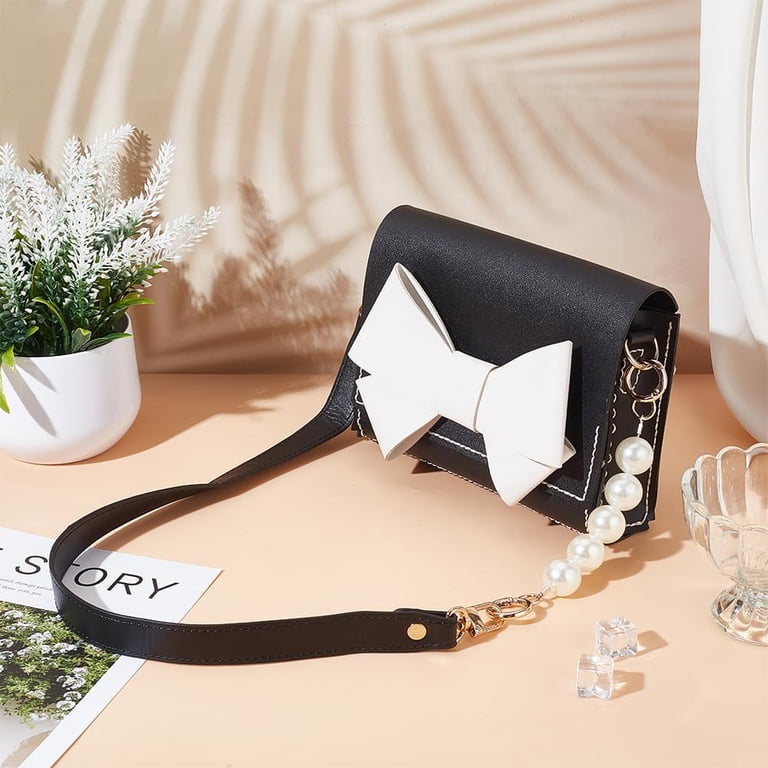 2pcs Purse Extender 9.8 Inch Decorative Bag Strap Golden Alloy Bag Chain Strap With ABS Pearl Charms Replacement Handle Bag Chain Straps Charms For Women Crossbody Shoulder Bag