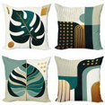 thumbnail image 5 of Ambesonne Mid Century Geometric Throw Pillow Cover 4 Pack, Modern Leaf, 20", Dark Teal Orange, 5 of 5
