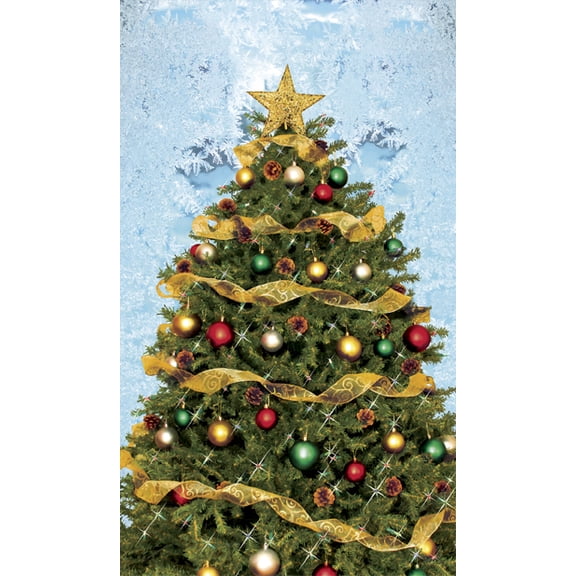 WOWindow Posters Christmas Tree with Frosted Background Christmas Window Decoration 34.5"x60"Backlit Posters