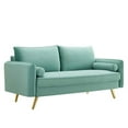 thumbnail image 2 of Modway Revive Modern Performance Velvet & Metal Sofa in Mint Green/Gold, 2 of 10