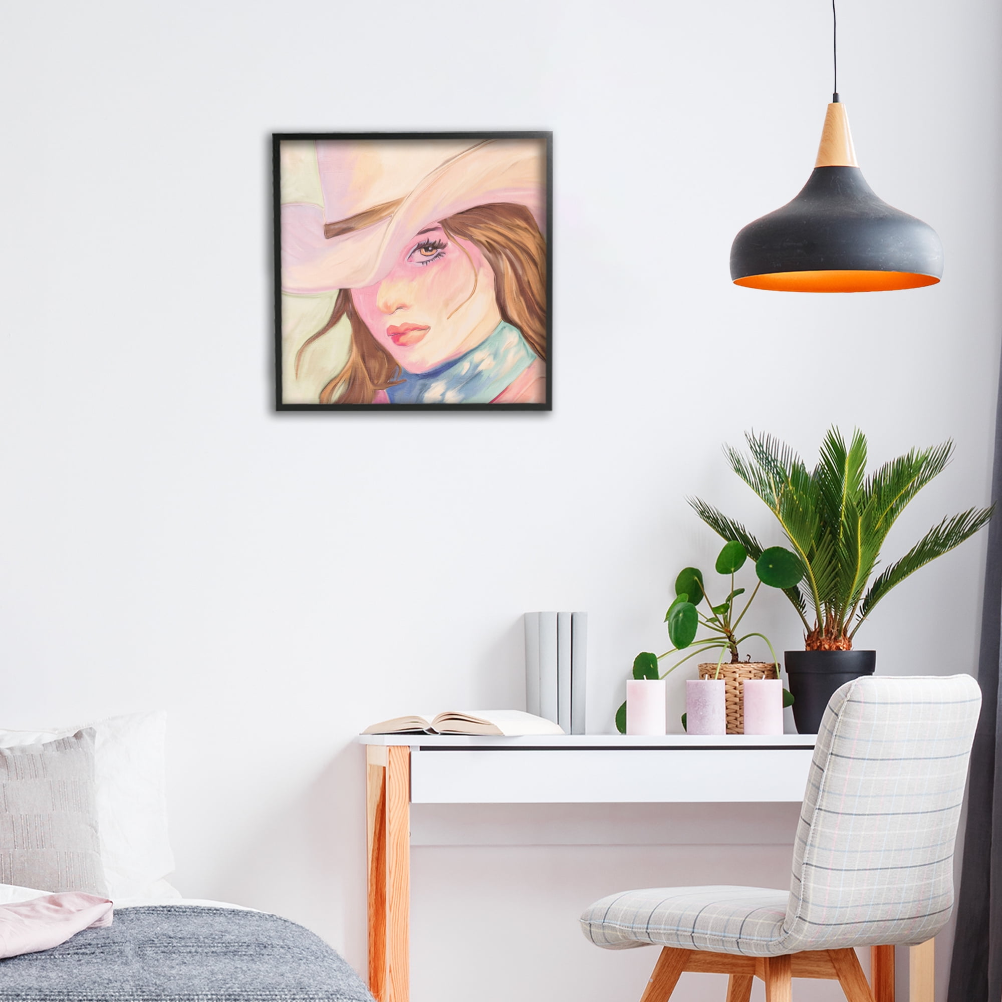 Pastel Cowgirl Brunette Black Framed Giclee Art, design by Kim Allen