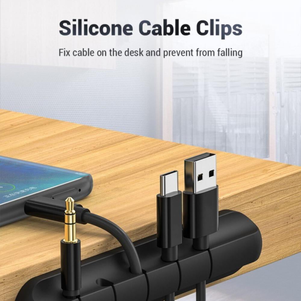 USB cable Tidy Orgenizer Winder Desktop Table Cable Management Clips Holder Wire 