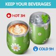 thumbnail image 4 of 12oz Stemless Wine Tumblers Green Daisy Flower Orange Centers Pattern Vacuum Insulated Stainless Steel Travel Tumbler Cups Mug with Lid and Straw for Champaign,Cocktail,Beer with Cleaning Brush, 4 of 5