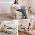 thumbnail image 5 of Memoryfield 3-in-1 Folding Sofa Bed, Memory Foam Sleeper Chair with Washable Cover, Convertible Boneless Floor Futon, Fold-Out Couch with Back Support for Living Room, Bedroom, Beige, 5 of 7