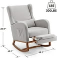 thumbnail image 2 of Rocking Chair Nursery Glider Chair with Foot Rest, Nursery Rocking Chairs with Rubber Wood Legs Side Pocket, High Back Nursing Chair, Accent Rocker Arm Chair Baby Bedroom, Living Room, Grey, 2 of 7