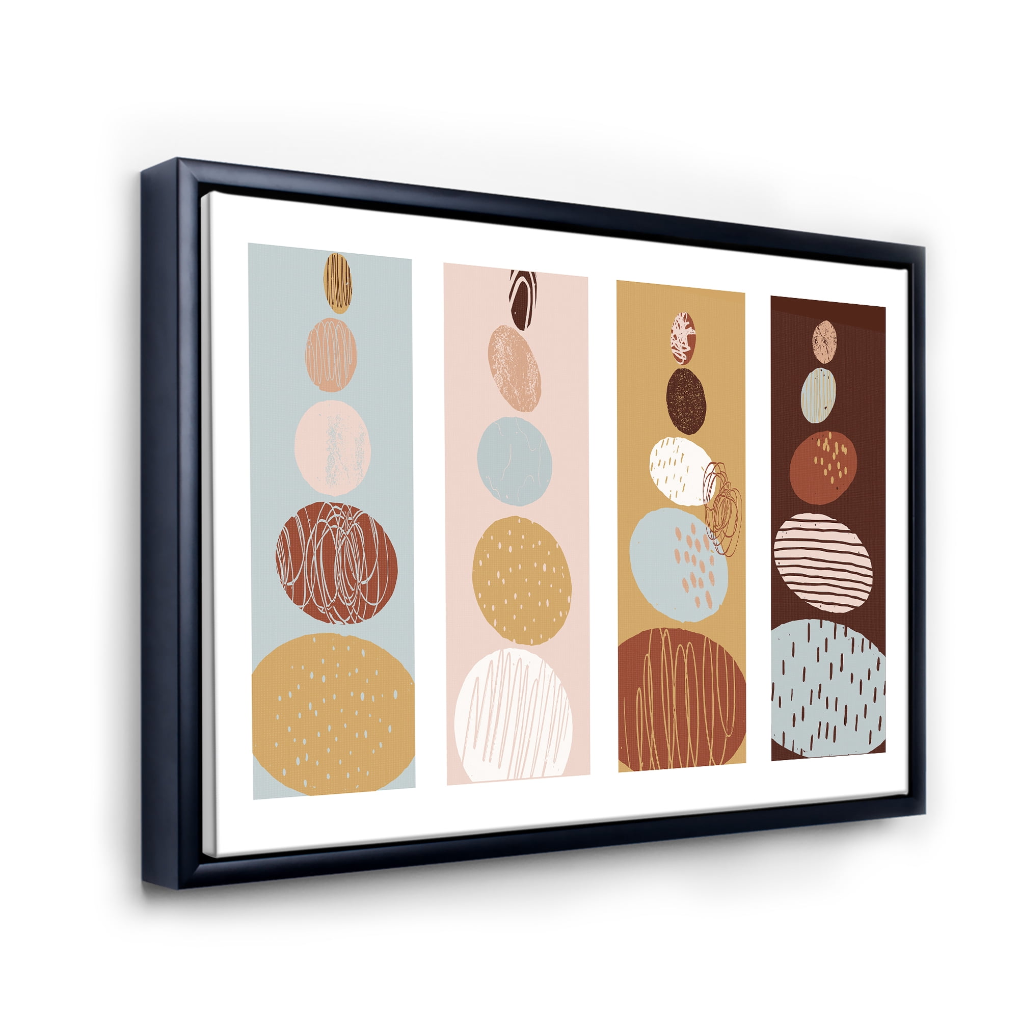 Designart 'Compostion Minimalistic of Organic Shaped Pebbles' Modern Framed Canvas Wall Art Print