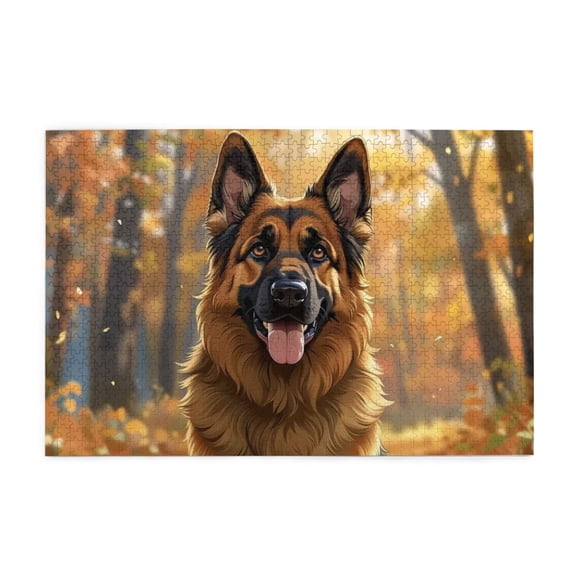 500 Piece German Shepherd Dog Jigsaw Puzzle For Adults – Majestic Canine In Vibrant Autumn Woods, Challenging & Relaxing Wooden Brain Exercise, Great Gift For Dog Lovers, Home Decor.