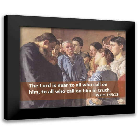 ArtsyQuotes 14x12 Black Modern Framed Museum Art Print Titled - Bible Verse Quote Psalm 145:18, Ferdinand Hodler - Devotion