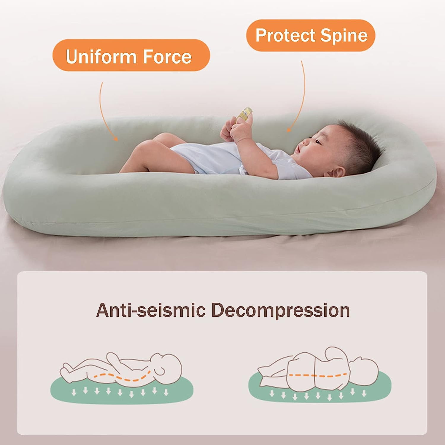 Boys and Girls Stretch Newborn Recliner Pillow, Baby Alphabet Recliner Pillow, Snug Removable Sofa Cushion, White, Super Soft Fit