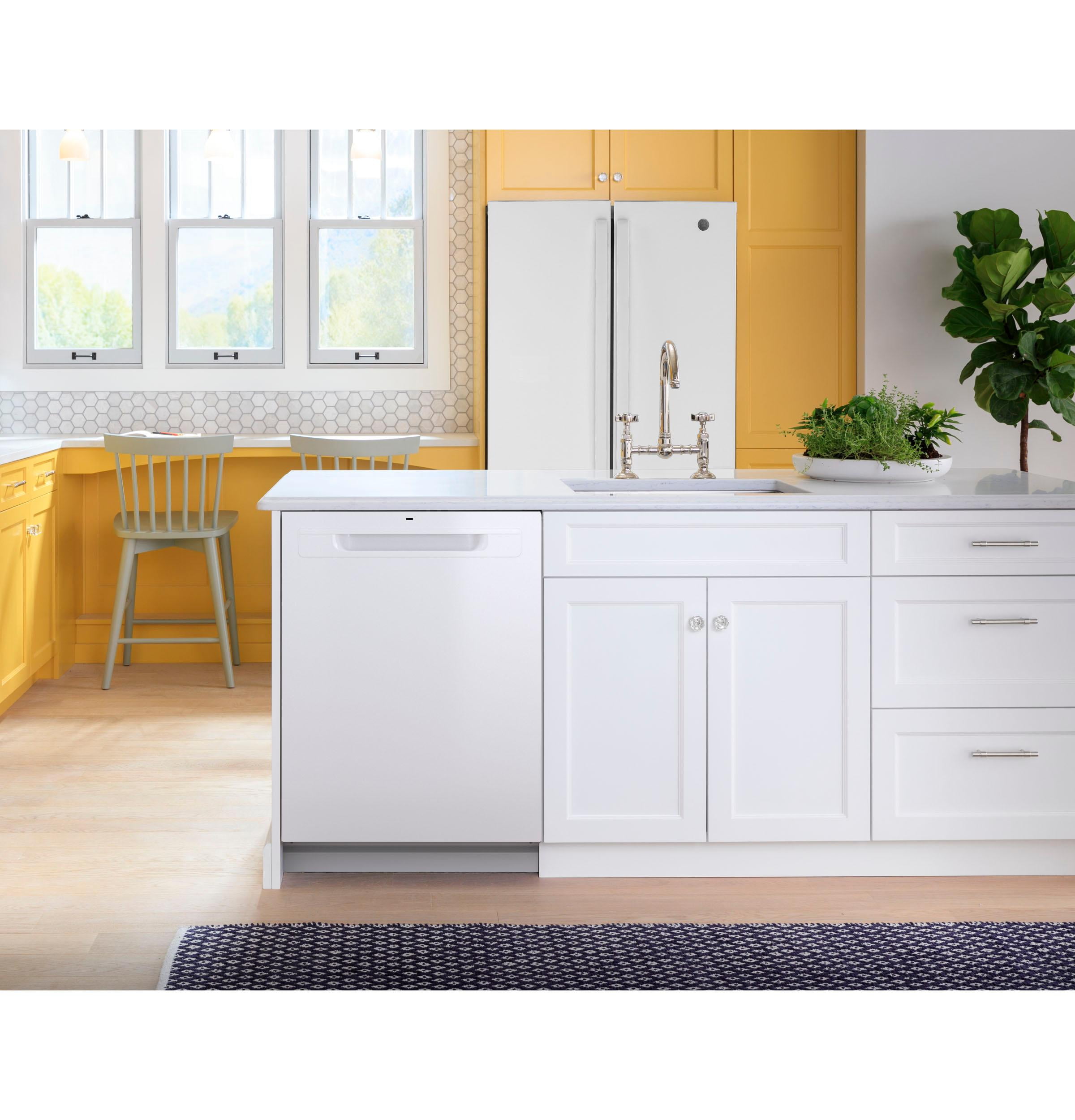 GE Top Control with Plastic Interior Dishwasher Sanitize Cycle & Dry Boost - GDP630PGRWW