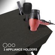 Artist Hand Wall Mount Salon Barber Station Styling Beauty Spa with Mirror, Left Shelf (Black)