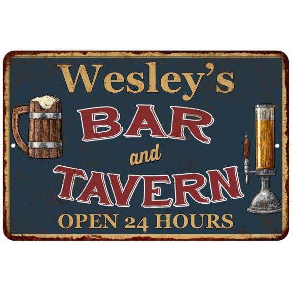 Wesley's Green Bar & Tavern Rustic Sign 8 x 12 High Gloss Metal 208120047450