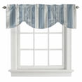thumbnail image 2 of Boho Blue Tie Up Valances Curtain, Adjustable Kitchen Stripes Abstract Geometric Texture Valances for Windows Decor, Rod Pocket Short Curtains Set for Bedroom/Bathroom, 54"x18", 2 of 9