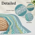 thumbnail image 6 of Teal Striped Queen Size Pillow Cover, Pillowcase Protectors with Zipper, Breathable Decorative Throw Pillow Case Cover, Boho Modern Geometric Abstract Art Ethnic Pillow Shams for Couch Sofa 20x30Inch, 6 of 8