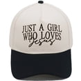 thumbnail image 1 of Gorra de béisbol de algodón tipo camionero con bordado «Just a Girl Who Loves Jesus», 1 of 3