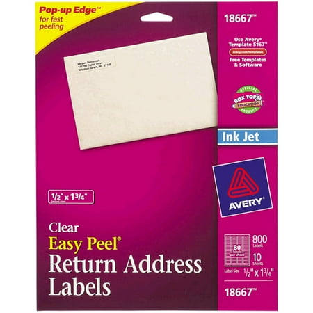 Avery Easy Peel Return Address Labels Clear 80 Count Walmart Com Avery Return Address Labels Clear Template